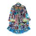 Women's Clothing Niche high end elegant printed short skirt women's French light luxury temperament stand up collar lantern sleeve loose waist dress_ecoleips.com