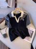 Women's Clothing Large Size Stitching Contrast Color Design Casual Sports Suit Summer Fashion Loose Short Sleeved Shorts Two Piece Suit_ecoleips.com