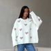 Heart-Embroidered Boyfriend Sweater – Slouchy Ribbed Knit With Color-Block Design (50% Cotton, Drape-Fit, Machine Washable)_ecoleips.com