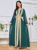Women's Clothing Modest Abaya Dress Dubai Abaya Elegant Long Sleeve Kaftan With Gold Embroidery | Modest Evening Gown For Parties & Travel_ecoleips.com