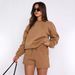 Women's Solid Color Casual Sweater Set Round Neck Long Sleeve Loose Fit Shorts Outfit For Spring Autumn New Style_ecoleips.com