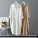 Women's Mid-Length Shirt Spring/Autumn Cotton Linen Loose Fit Korean Style Sun Protection Cardigan_ecoleips.com