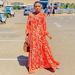 Summer New European And American Women's Printed Dress Slant Shoulder Mid-sleeve Loose Sexy Long Dress_ecoleips.com