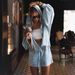 Voya Women’s Plush Hooded Tracksuit Set – Dusty Blue Tie-Dye Lounge Shorts + Oversized Zip-Up Sweatshirt, Cozy Casual Wear, EU Home & Street Style_ecoleips.com