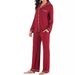 Women's Modal Long Sleeve Button-Up Cardigan & Lounge Pants Set - Soft Comfortable Casual Homewear (Black, Red, Gray, Green, Purple)_ecoleips.com