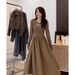 French-style Patchwork Two-piece For Women, Spring Season, Elegant And Slimming, Hepburn-inspired Niche Design Long_ecoleips.com