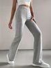 Women's Clothing Women's Solid Color Bell Bottom Pants Spring Autumn Casual Ribbed Knitted Slim Fit Fashionable All Match Trousers_ecoleips.com