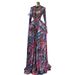 Women's Clothing Elegant Round Neck Printed Dress Long Sleeve Button Down Evening Gown For Spring_ecoleips.com