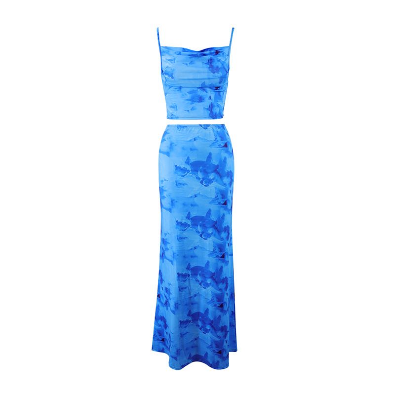 Women's Clothing Niche Suspenders Exposed Navel Small Vest Hip Skirt Two Piece Suit Skirt_ecoleips.com