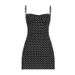 2025 European And American Style Vacation Polka Dot Print Bustier Strap Dress, Waist-cinching Mesh Sexy Low-cut A-line_ecoleips.com