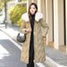 Women's Clothing Winter Long Hooded Coat With Faux Fur Trim, Slim Fit Warm Padded Jacket For Casual & Office Wear (Black, Khaki, Brown, White)_ecoleips.com