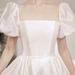 French-style Light 2026, White Satin Evening Gown, Forest-style Elegant Going Out, Wedding Dress For Registration And_ecoleips.com