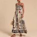 Women's Elegant Print Dress European American Style 2025 New Cross Border Fashion Slimming Sleeveless Cinched Waist Design_ecoleips.com