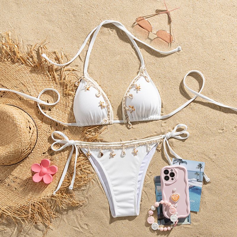 Verve 2025 New Women's Swimsuit Shell Beach Sexy Halter Tie Strap Swimming Bikini_ecoleips.com