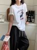 K Fun Cartoon Dog Print Round Neck Shoulder Short Sleeved T-shirt_ecoleips.com