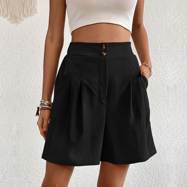 Popular Casual, Simple, Cool And Comfortable Pants With Pockets, Solid Color High Waisted Shorts For Women_ecoleips.com