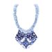 Women's One Piece Swimsuit Backless Appliqué Porcelain Print Blue White Swimwear For Vacation And Summer_ecoleips.com