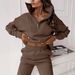 Women's Clothing Stylish & Comfortable Stand Collar Hoodie & Pants Set For Women - Casual & Office Wear (Dark Brown, Pink, Gray, Black) - XS/S/M/L/XL_ecoleips.com