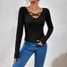 Voya Women's 2026 European And American Style V-neck Slim Fit And Slimming Long Sleeves, Inner T-shirt Base, Outer Top_ecoleips.com
