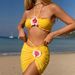 Women's Clothing 3D Floral Embellished Strapless Two Piece Bikini Maxi Dress Women's Sexy Bodycon Ruched Swimsuit For Vacation/Beach_ecoleips.com