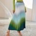 Women's High-Waisted Gradient Pleated Skirt Slimming_ecoleips.com