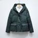 Women's Solid Color Hooded Women's Down Jacket Thickened Short Large Pocket Bread Jacket_ecoleips.com