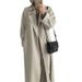 Coat Korean Version Simple Commuting Gentle Suit Collar Loose Tie Waist Mid-Length Woolen Jacket_ecoleips.com