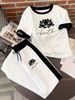 Women's Comfortable Casual Two Piece Set Short Sleeved Crew Neck Top And Loose Trousers Fashion Print 8002_ecoleips.com