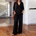 New Women's Long Sleeved Solid Color Two Piece Set Loose Casual Style for European American Independent Websites_ecoleips.com