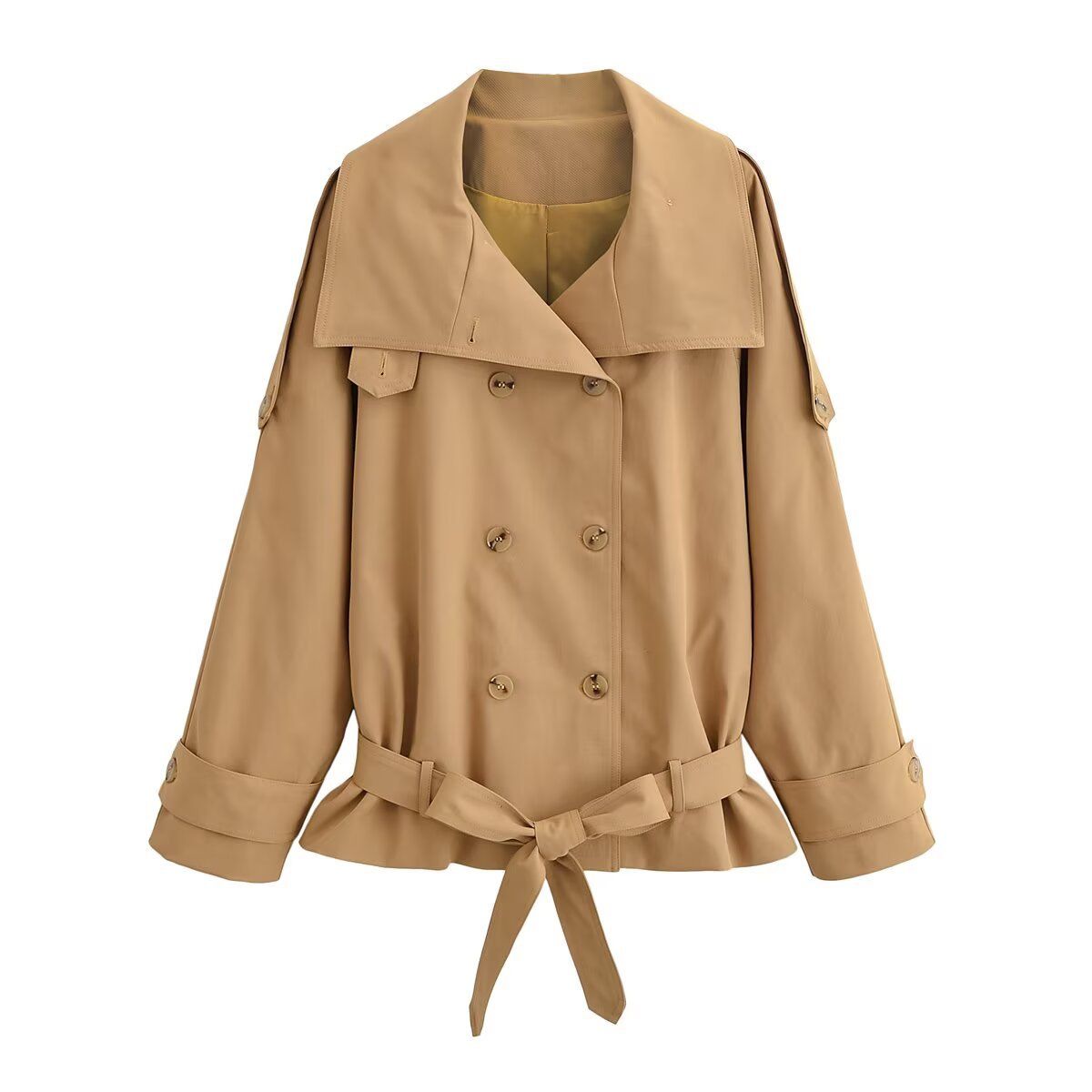 Women's High Neck Trench Coat Fashion Short Clothing New Arrival_ecoleips.com