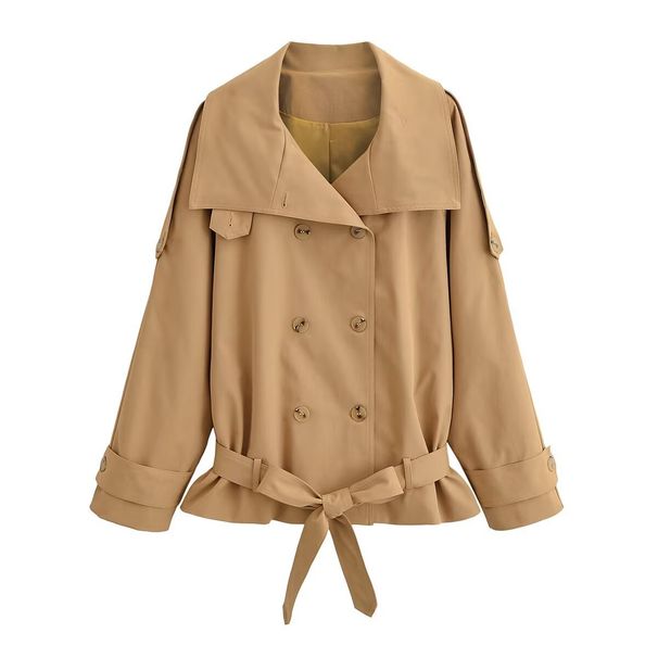 Women's High Neck Trench Coat Fashion Short Clothing New Arrival_ecoleips.com