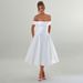 Elegant Women Solid Dress, Classic Off‑Shoulder Strapless Design, Minimalist Solid Tone, Graceful Slimming Casual Party Dress_ecoleips.com