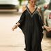 Women's V Neck Off-Shoulder Beach Dress Gold Edged Loose plus Size Maxi Holiday Dress Bikini Cover up Sunscreen Clothing_ecoleips.com