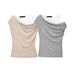 style Women's Clothing 2025 New Model European And American Double-layer Asymmetric Design Round Neck Sleeveless T-shirt_ecoleips.com