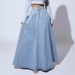 Women's Denim Midi Skirt Single Breasted A-Line New Style in Stock_ecoleips.com