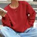 Women's Clothing Pink Sweet Round Neck Casual Soft Knit Sweater Casual Round Neck Long Sleeve Pullover - Pastel Pink, White, Black & More Colors_ecoleips.com