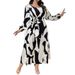 Women's Clothing Plus Size Spring/Summer Short-Sleeved Fashion Dress Waist Cinching Style Printed Design_ecoleips.com