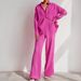 Women's Clothing Loose Elastic Wrinkled Long Sleeve Shirt Wide Leg Pants Casual Suit Women Two Piece Set_ecoleips.com
