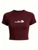 Ladies Retro Short Crop Tee, Fashion Forward Casual Top For Everyday Street Wear_ecoleips.com