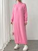 Women Lightweight Breathable Thin Knit Maxi Dress, Mock Neck Long Sleeve Drop Shoulder Oversized Loose Casual Daily Knit Dress_ecoleips.com