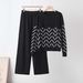 Women's Slimming Wide Leg Pants And Knitted Top Set Korean Style Two Piece Autumn/Winter Clothing_ecoleips.com