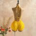 Women's Hollow Back One-Piece Swimsuit - Sexy Deep V Neck Crinkle Texture Monokini With Halter Neck For Beach Vacation_ecoleips.com