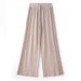 Knitted Wide Leg With A Sense Of Design, Side Pleat Groove Strips, Autumn Winter Thick Hanging Feeling, Loose And_ecoleips.com