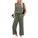Women's Clothing Women's Loose Sleeveless Set Round Neck Vest Top And Pants Casual Two Piece Autumn Clothing Style_ecoleips.com