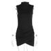 Solid Color Elegant Fashion Slim Fit High Quality Texture Sleeveless Ruched Hip Wrapped Bodycon Dress For Women_ecoleips.com