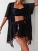 Women's Clothing Sunscreen Cover Up Sexy Tassel Bikini Four Piece Swimsuit Set_ecoleips.com