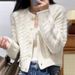 Aria Basics Aria Basics Autumn Winter Short Thickened Wool Sweater For Women Round Neck Cardigan Loose Lazy Knitted Top Coat_ecoleips.com