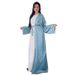 Mq058modest Rhinestone Long Dress Modern Fashion Satin Soft Outer Waist-Cinching Robe White Inner Abaya_ecoleips.com