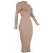 European And American Women's Long-sleeved Bodycon Tight-fitting Sexy Stretch Midi Bandage Party Evening Dr, Short_ecoleips.com