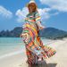 Women's Floral Print Beach Cover Up Dress - Lightweight 100% Cotton Kimono Robe For Swimwear, Sun Protection & Vacation, Boho Chic Summer Outerwear_ecoleips.com